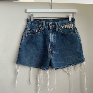Vintage Levi’s Denim Cutout Shorts with Studs